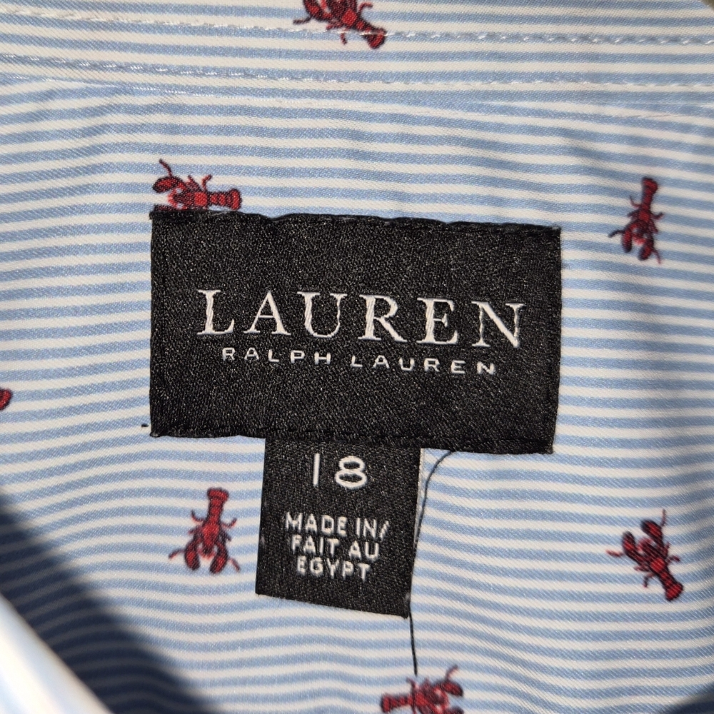 LAUREN Ralph Lauren, Lobster Stripe Dress Shirt, Big Kids Size 18, EUC - Picture 6 of 11